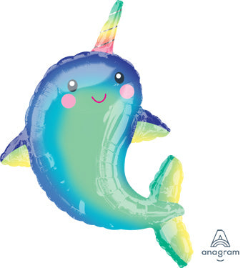 39" Happy (a/f) Narwhal Foil Balloon