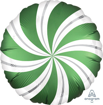 18" Green Peppermint Swirl Candy Satin Balloon