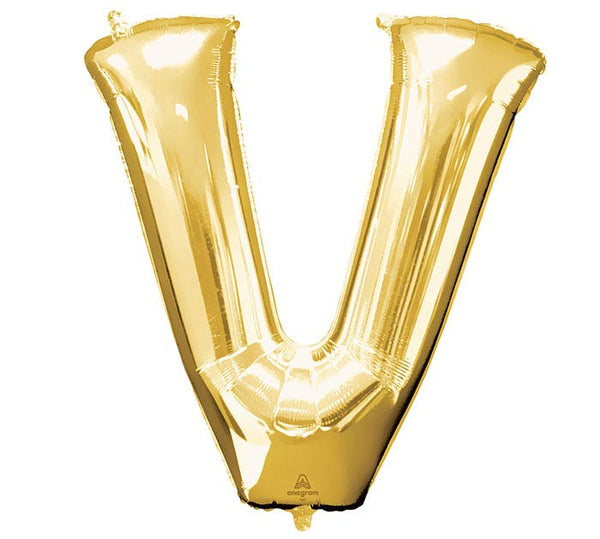 Letter 'V' Gold Foil Balloon