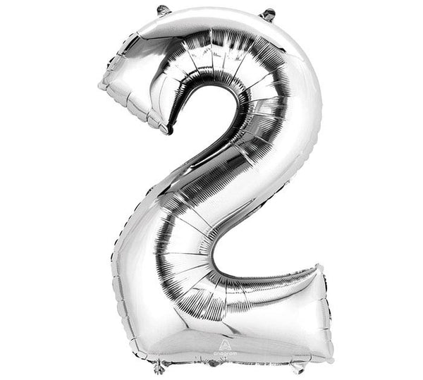 34" Foil '2' Number Balloon (more colors)