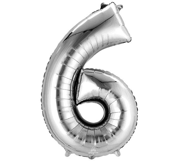 34" Foil '6' Number Balloon (more colors)