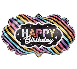 25" Stripes Happy Birthday Balloon
