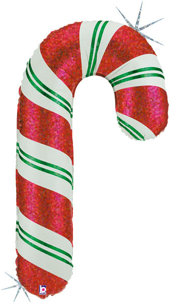 41" Red, White, Green n' Glittery Candy Cane Balloon