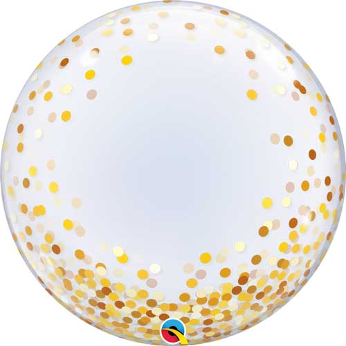 24" Bubble Gold Confetti Balloon