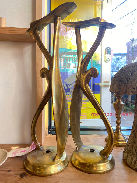 Pair of Vintage Brass Shine Stands