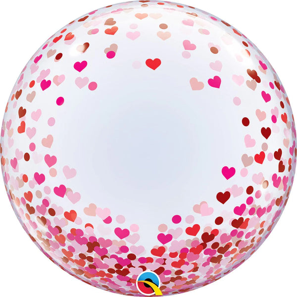 24" Bubble Pink Hearts Balloon