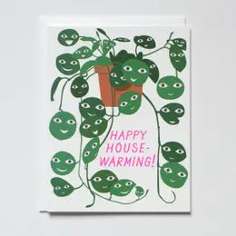 Happy House Warming Smiling Houseplants Card
