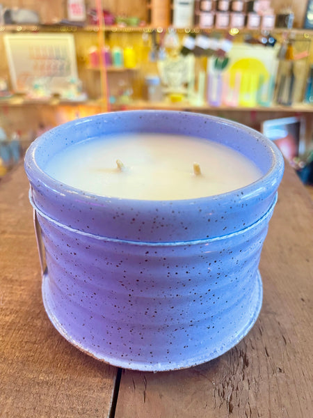 Lavender vessel - Lavender, Peppermint, Eucalyptus Ceramic Candle by Suma Wares