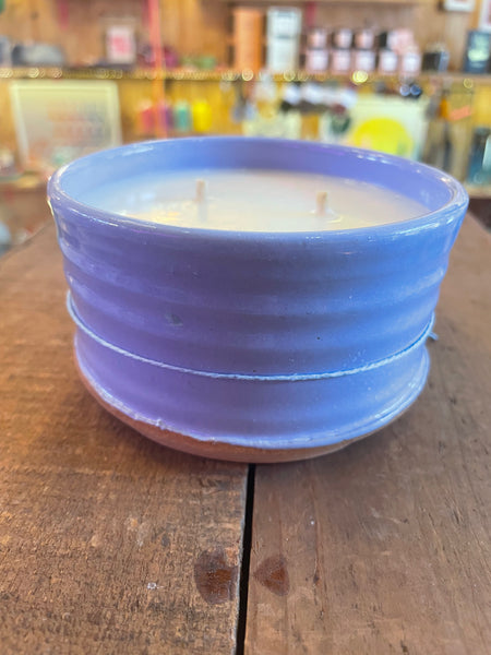 Lavender vessel - Lavender, Peppermint, Eucalyptus Ceramic Candle by Suma Wares