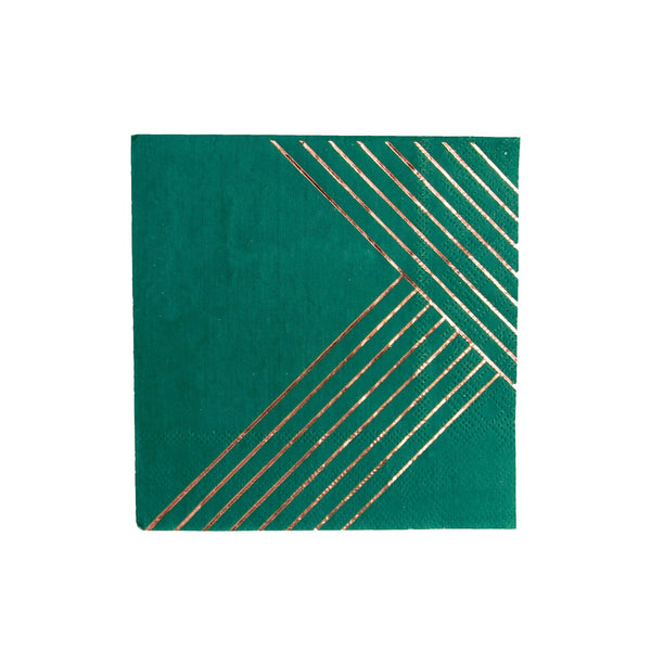 Cocktail Napkin- Emerald &  Rose Gold