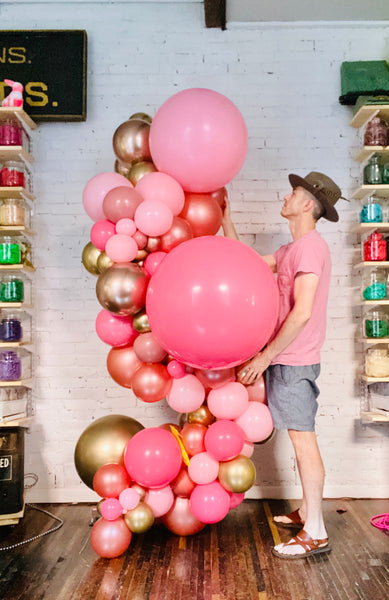 organic pink and gold balloon garland arch pittsburgh