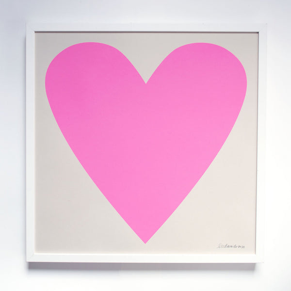 Neon Pink Heart Art Print-Framed