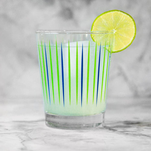 Pair of Blue and Green Double Old Fashioned Glasses