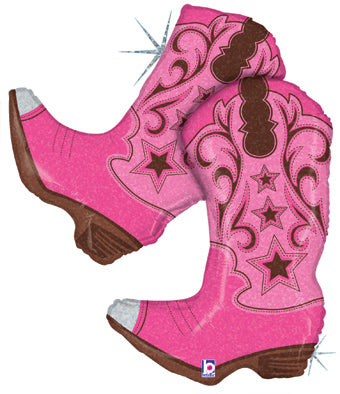36" Yeehaw Pink Dancing Cowboy Boots Balloon