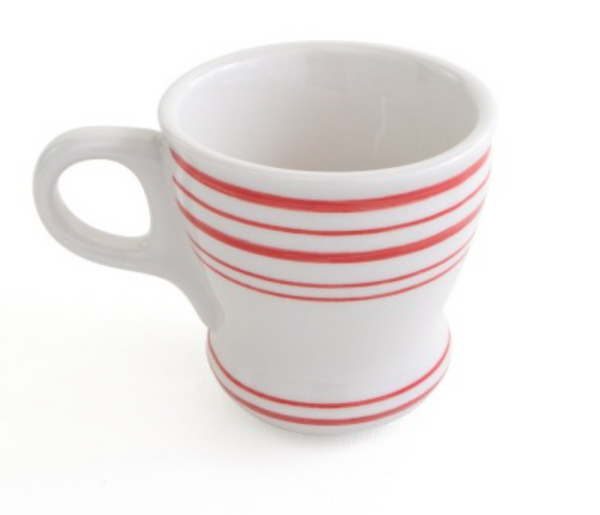 WHITE & RED STRIP MACCHIATO CUP & SAUCER