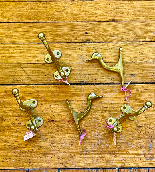 Vintage Solid Brass Duck Hook