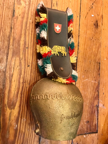 Vintage Swiss Cowbell with Leather Strap