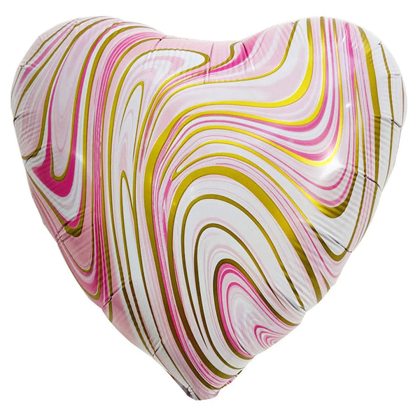18" Agate Marble Pink Gold Heart Balloon