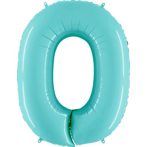 aqua blue zero foil number helium balloon delivery pittsburgh