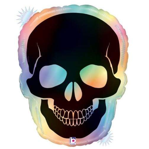 Opal Holographic Skull Balloon