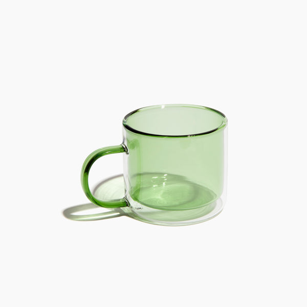 Borosilicate Double Wall Glass Mug - Green
