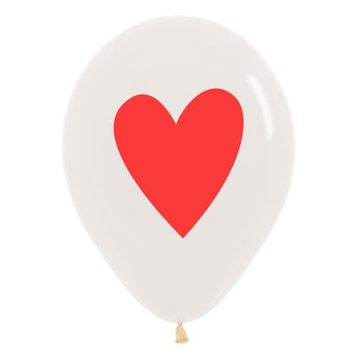 clear 11 inch latex helium balloon with red heart love cute valentine any occasion classy pick up or delivery Pittsburgh PA