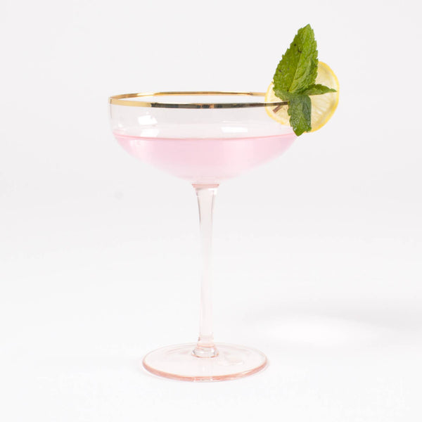 Pink Gold Rimmed Coupe Glass