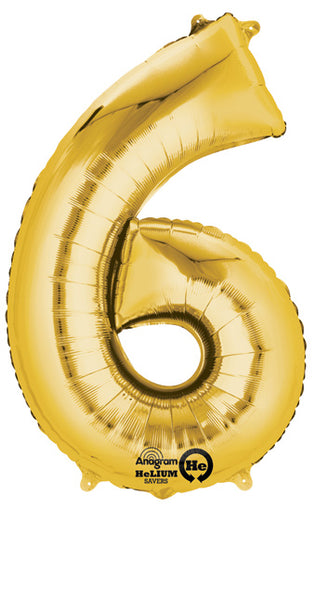 34" Foil '6' Number Balloon (more colors)