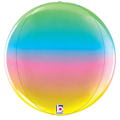 15" Rainbow Ombre Orbz Helium balloon