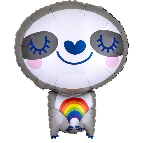 19" Sloth with Rainbow Balloon