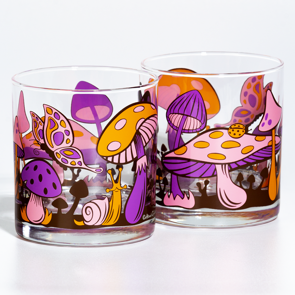 Set of 2 'Magic Mushroom' Rocks Glasses - Purple Haze