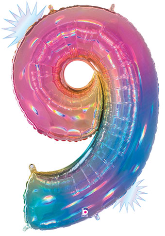 rainbow nine foil number helium balloon delivery pittsburgh