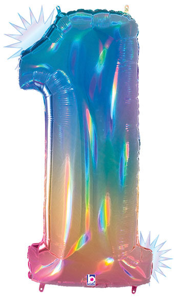 rainbow one foil number helium balloon delivery pittsburgh