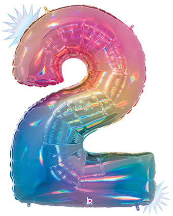 rainbow two foil number helium balloon delivery pittsburgh