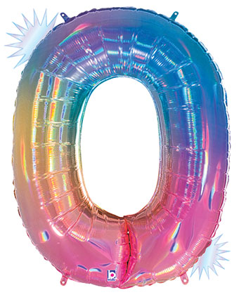 rainbow zero foil number helium balloon delivery pittsburgh