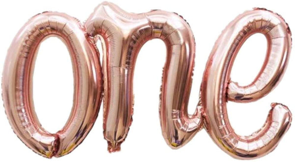 rose gold ONE foil letter script air filled balloon delivery pittsburgh