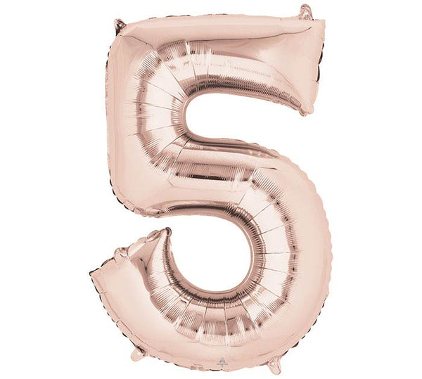 rose gold five foil number helium balloon delivery pittsburgh