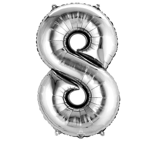 silver eight foil number helium balloon delivery pittsburgh