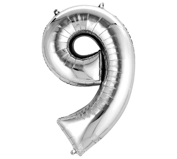 silver nine foil number helium balloon delivery pittsburgh