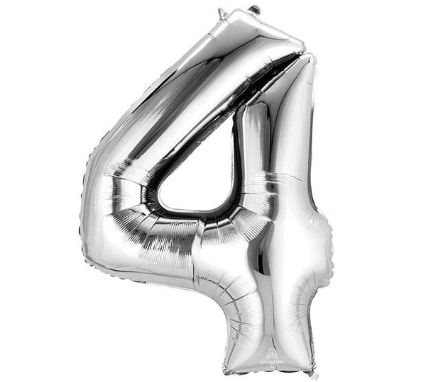 silver four foil number helium balloon delivery pittsburgh