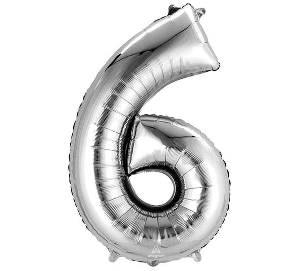 silver six foil number helium balloon delivery pittsburgh