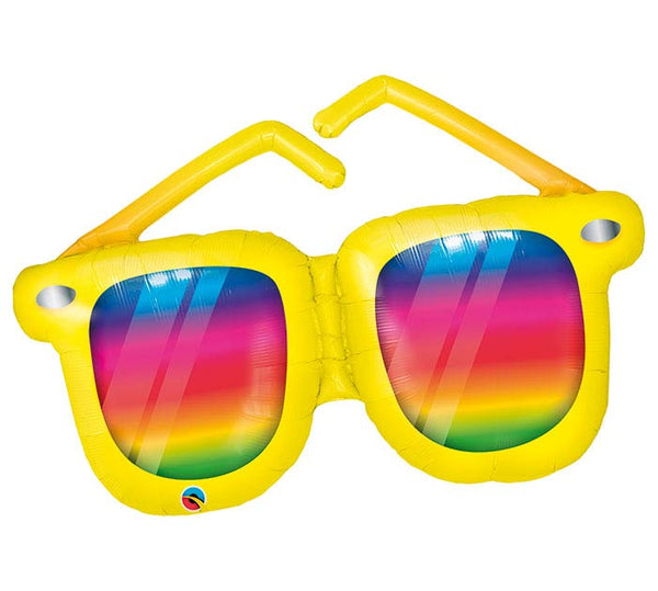 Giant-Ass 42" Rainbow Striped Yellow Sunglasses Balloon