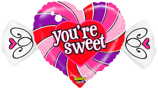 37" Non-Foil You're Sweet Candy Heart Balloon